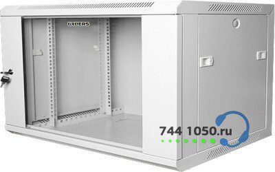 Шкаф настенный 19 дюймов 6 юнитов 600х450х368 GYDERS GDR-66045G, стеклянная дверь серый
