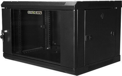 Шкаф настенный 19" 9U 600х600х501 GYDERS GDR-96060B, стеклянная дверь черный